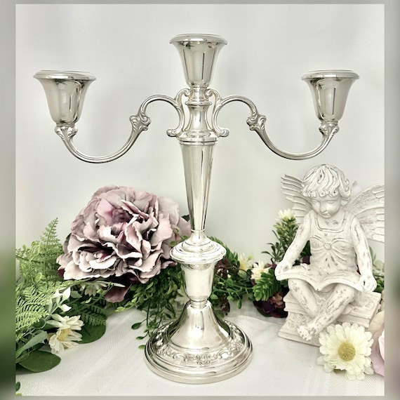 Gorham Strasbourg Sterling Silver Convertible Candelabra Vintage 3 Arm Candle Holder Elegant Wedding Centerpiece