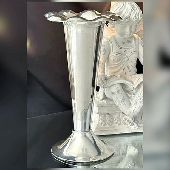 Vintage Mexico Sterling Silver Bud Vase Wavy Rim Mid Century Posey Vase 178g Handmade