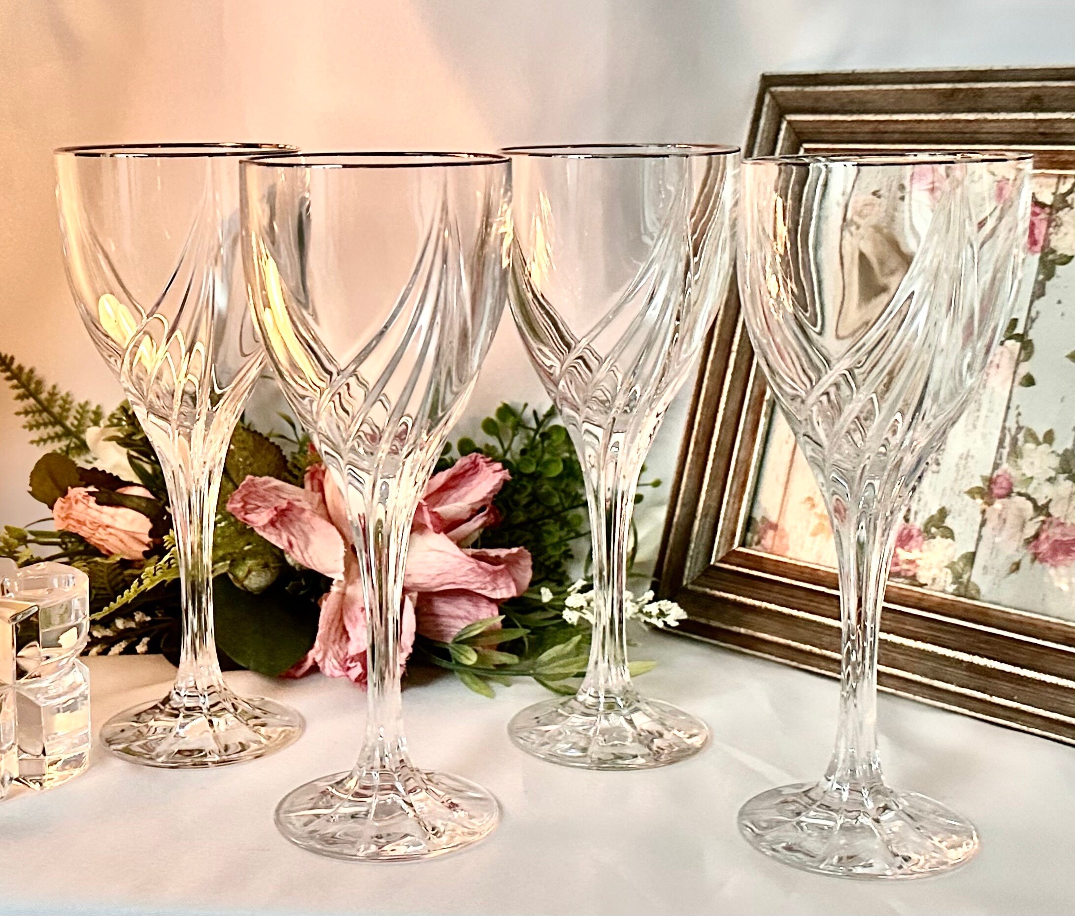 Set of 4 Vintage Lenox Crystal Debut Wine Glasses