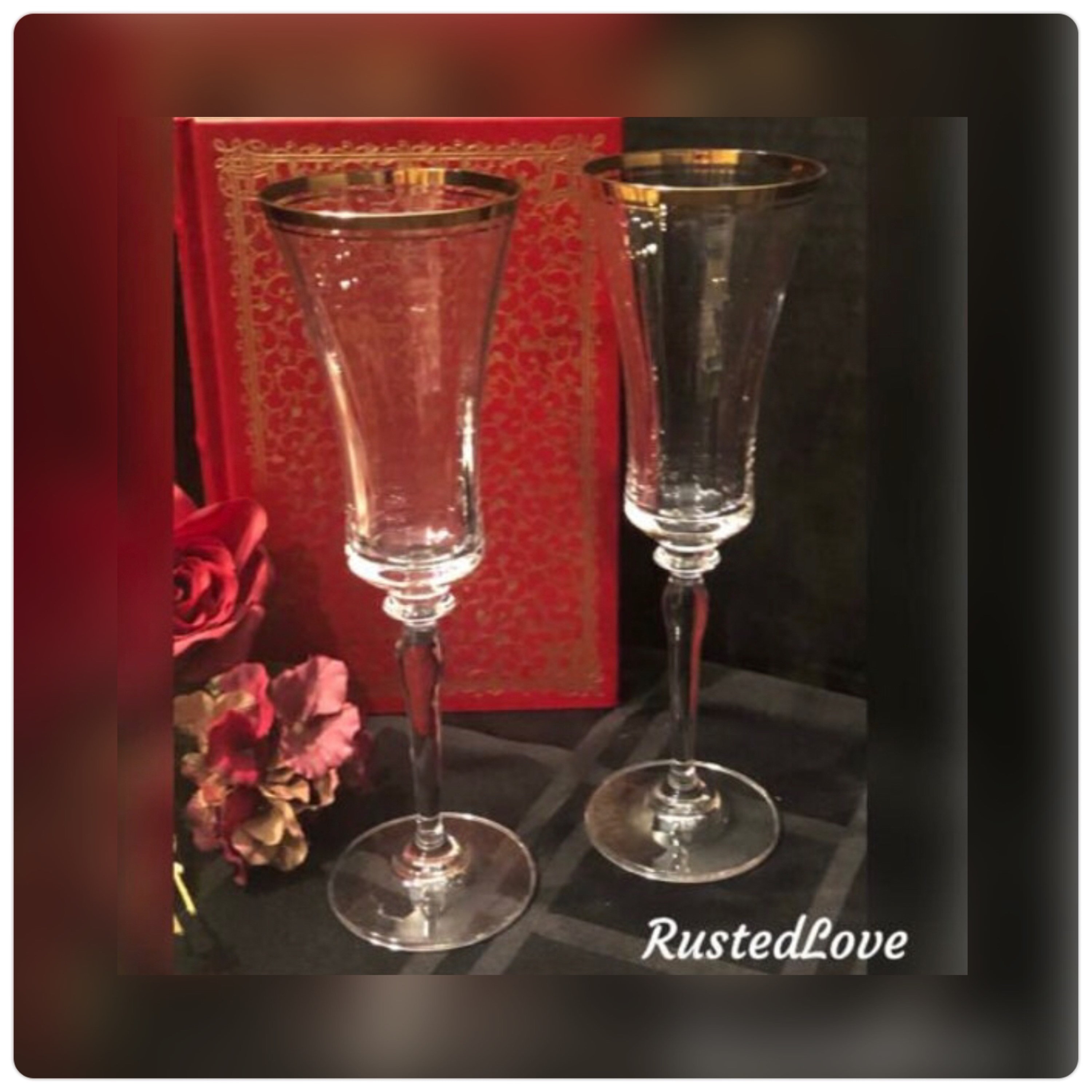 Mikasa Champagne Flutes / Jamestown Gold / Champagne Toasting Glasses