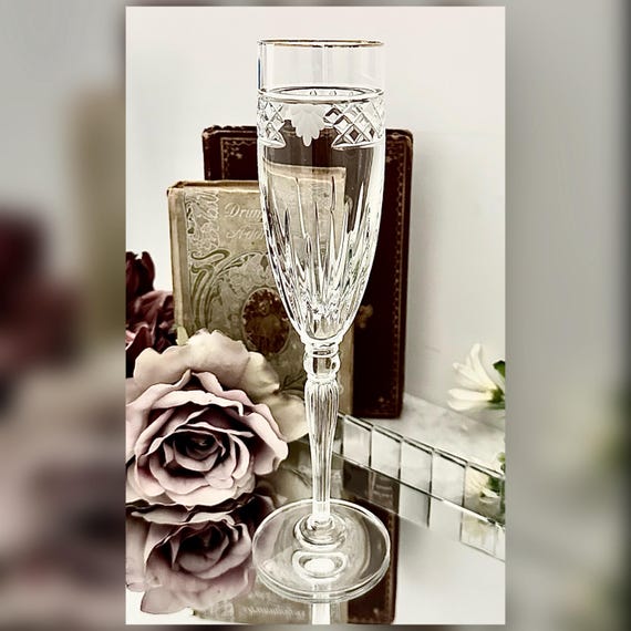 Waterford Carleton Gold Rim Champagne Flute Crystal Replacement