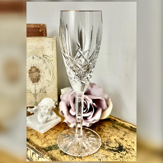 Waterford Golden Araglin Champagne Flute Crystal Toasting Glass