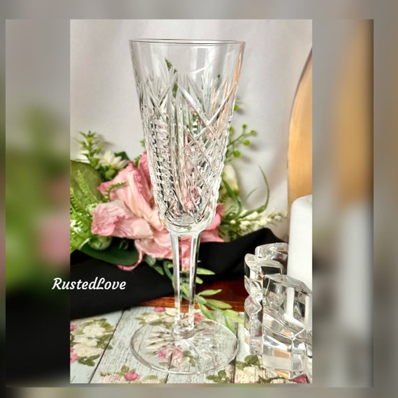 Waterford Clare Champagne Flute / Waterford Clare Toasting Glass / Vintage Waterford Crystal Wedding Glass / Wedding Champagne Glass - 1