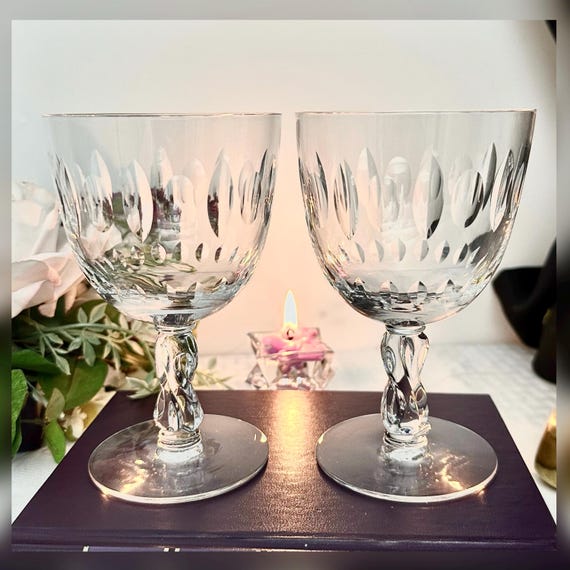 Tiffin-Franciscan Arncliff Water Glasses Vintage Blown Glass USA 5 5/8" - 2