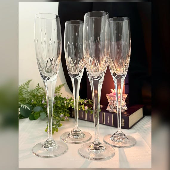 Mikasa Petit Points Champagne Flutes / Vintage Mikasa Wedding Toasting Glasses / Petit Point Wedding Champagne Flutes / Mikasa Glass Set