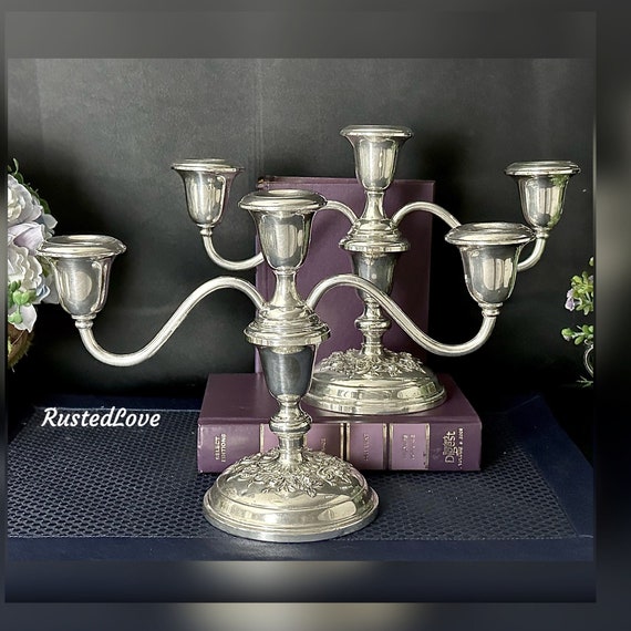 Vintage Gorham Buttercup Candelabras / Gorham Sterling Silver Repousse Candle Holders / Gorham Butercup Candle Holders / Vintage Candelabras