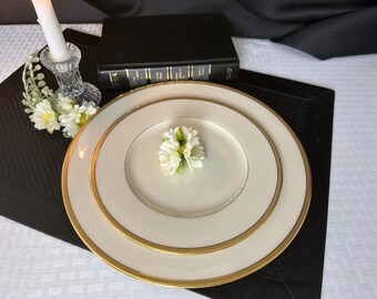 Vintage Lenox Tuxedo Dinnerware Set, Gold Trimmed Porcelain Plates