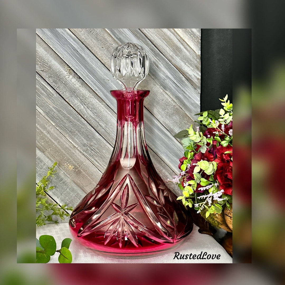 Nachtmann Ruby Red Decanter / Vintage Ruby Red Ships Decanter