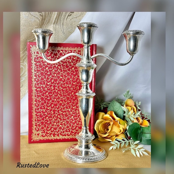 Sterling Silver Candelabra / Vintage Convertible Candle Holder / Sterling Schweitzer Silver Co. Candelabra / Sterling  Silver Centerpiece