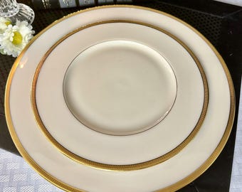Vintage Lenox Tuxedo Dinnerware Set, Gold Trimmed Porcelain Plates