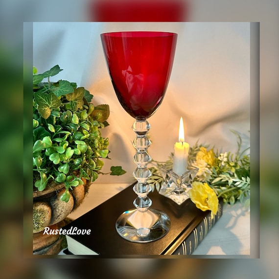 Baccarat Vega Ruby Red Rhine Wine Glass / Vintage Vega Baccarat Wine Goblet / Vega Baccarat Ruby Red Glass / Rhine Ruby Red Wine Glass - 1