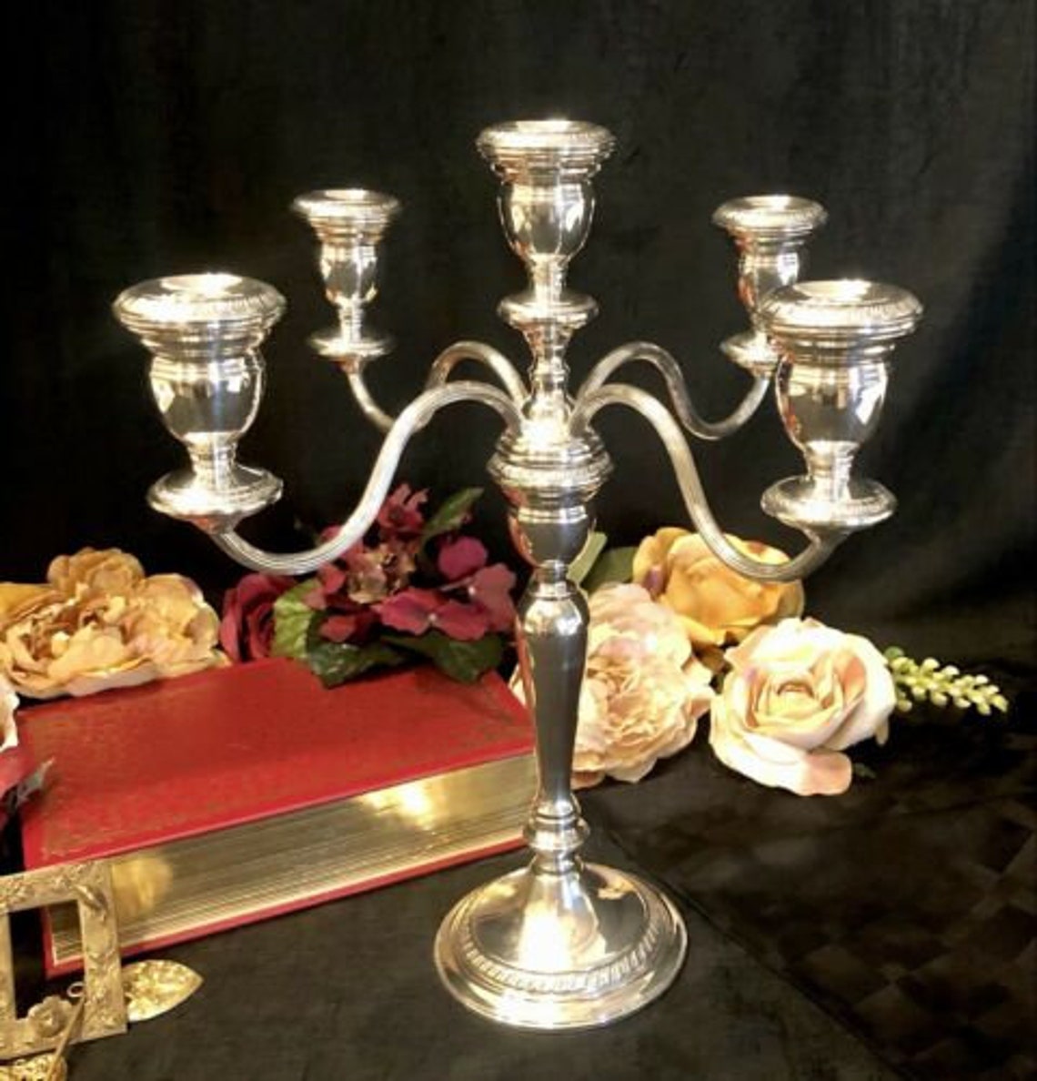 Sterling Silver Candelabra Wallace 4494 5 Arm Candle Holder Etsy