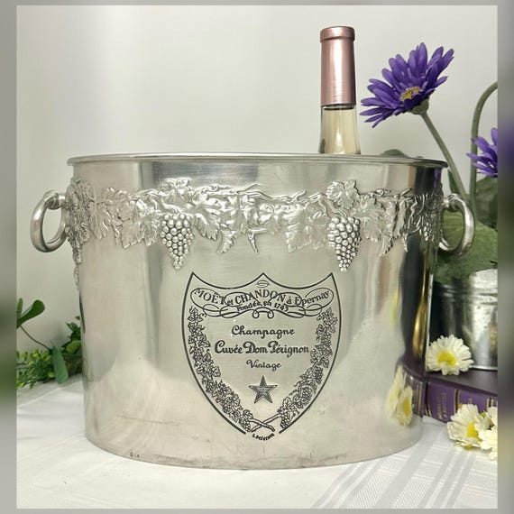 Champagne Bucket Moet & Chandon Dom Perignon / Magnum Pewter Champagne Cooler / Vintage Dom Perignon Pewter Double Champagne Bucket