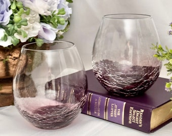 at Home Crackle Stemless Amethyst Wine Glass (14 oz)