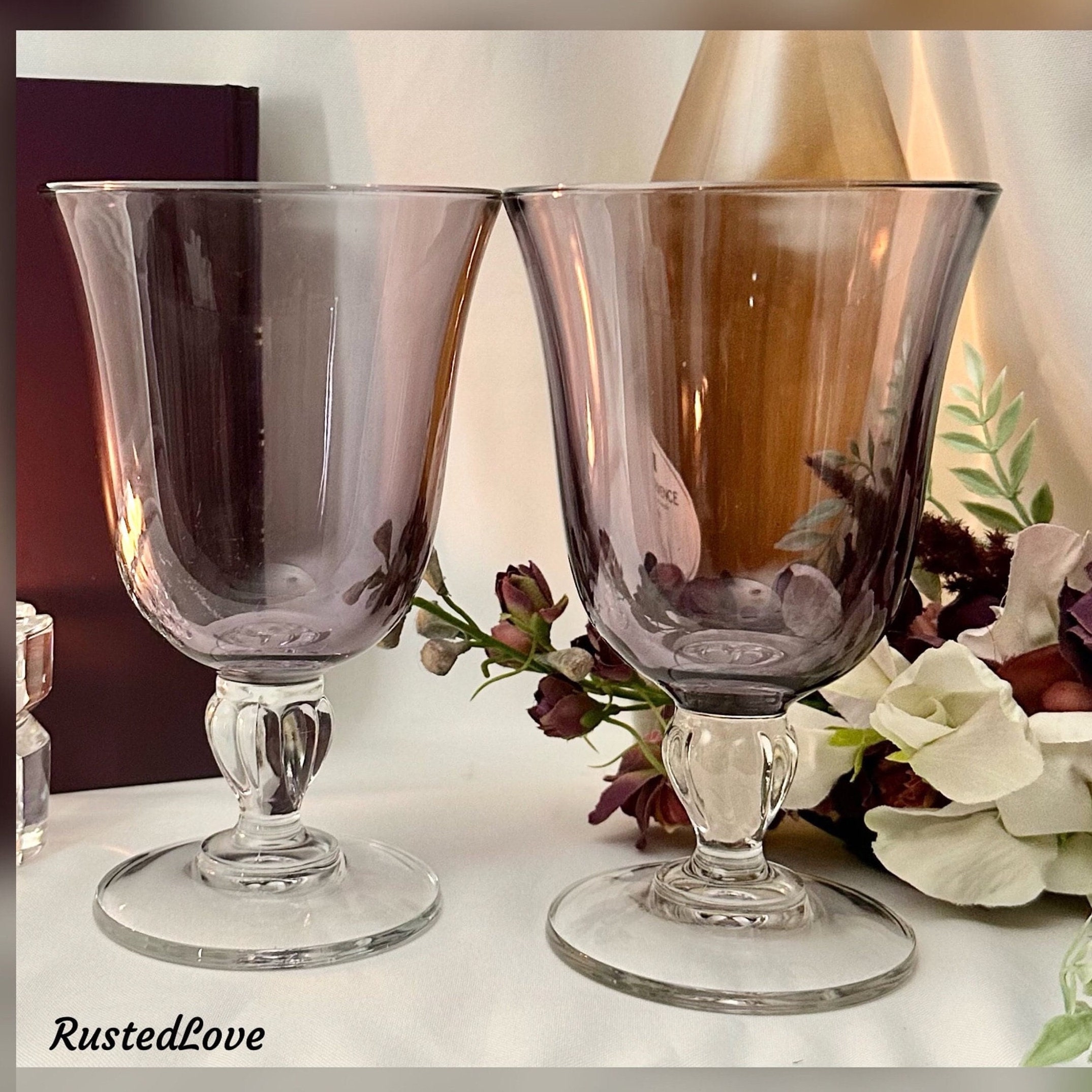 American Atelier Vintage Purple Wine Glasses Set Of 4, 12-ounce Capacity  Wine Goblets Vintage Style Glassware, Dishwasher Safe : Target