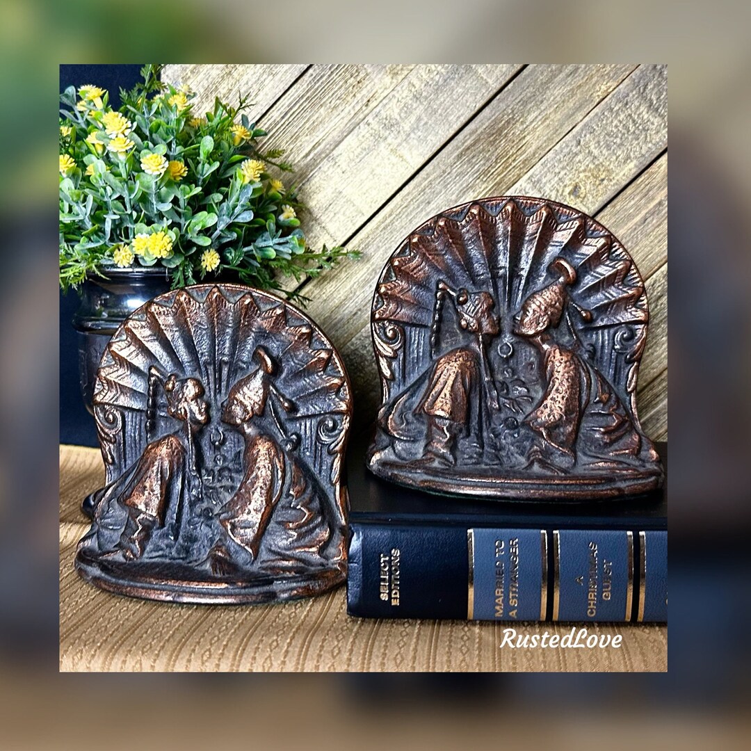 Vintage Copper Colored Bookends, Tibetan Children Design - Etsy