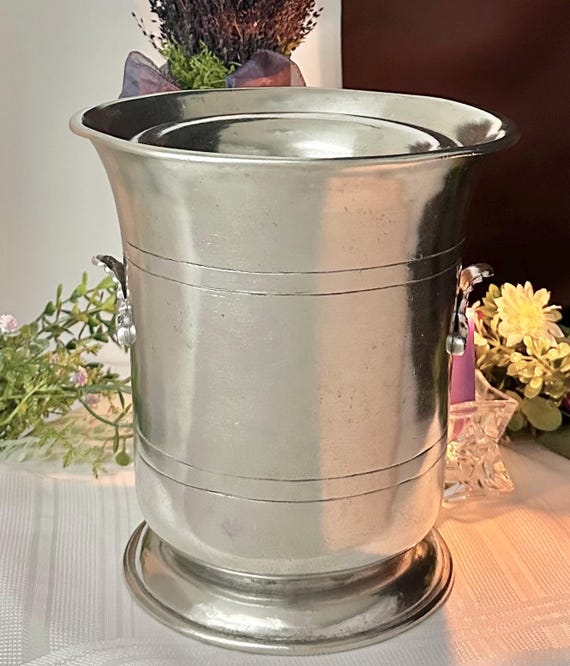 Pewter Italian Champagne Bucket / Vintage Italy Pewter Ice Bucket / Italian Pewter Champagne Holder / RARE Italian Pewter Wine Cooler