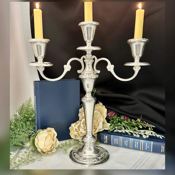 Gorham Strasbourg Sterling Silver 3 Arm Candelabra 14" Vintage Wedding Centerpiece