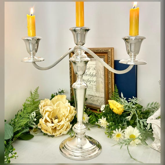 Gorham Sterling Silver 3 Arm Candelabra Convertible Candle Holder Vintage Wedding Decor