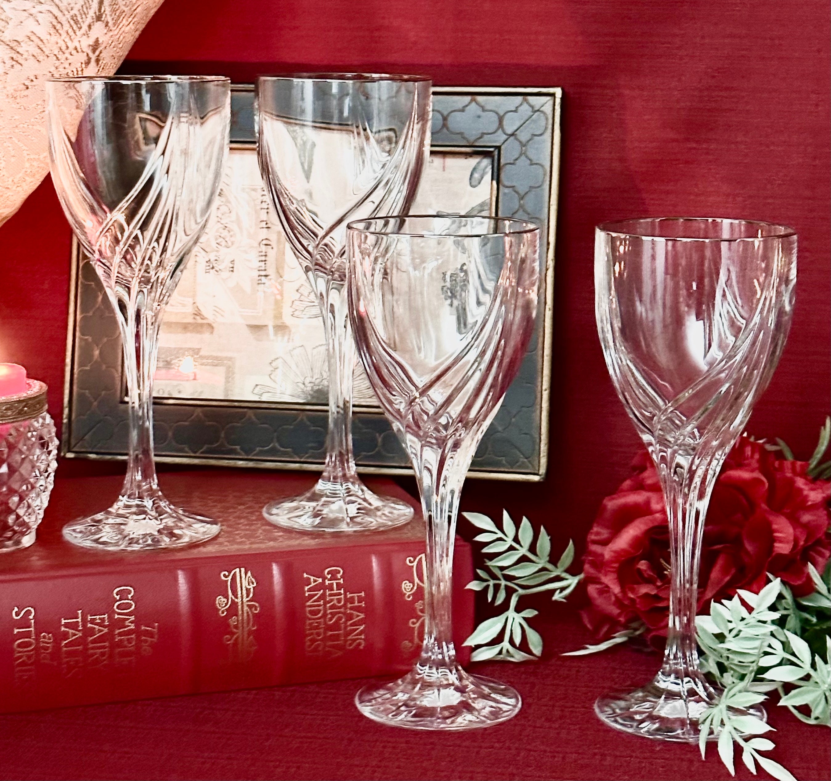 Set of 4 Vintage Lenox Crystal Debut Wine Glasses