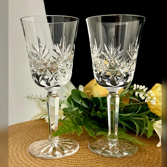 Lenox Charleston Wine Glass Pair - Vintage Crystal Goblets -  Elegant Dining Glassware - Charleston Stemware Pair - Vintage Lenox Wine Glass