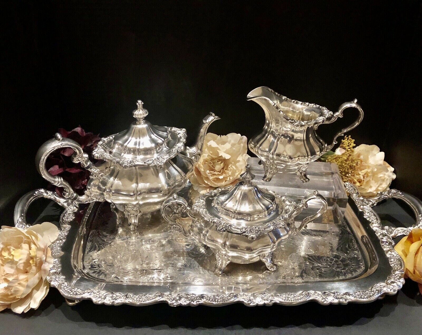 6 Pc Gorham Rosewood Silver Plated Tea Set Coffee Tray / Etsy