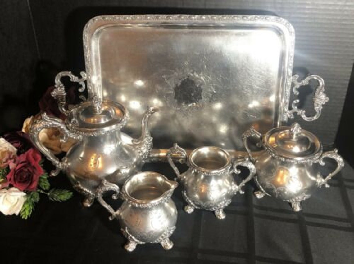 Antique Standard Silver Co. Tea Coffee Set / Tray Victorian Etsy