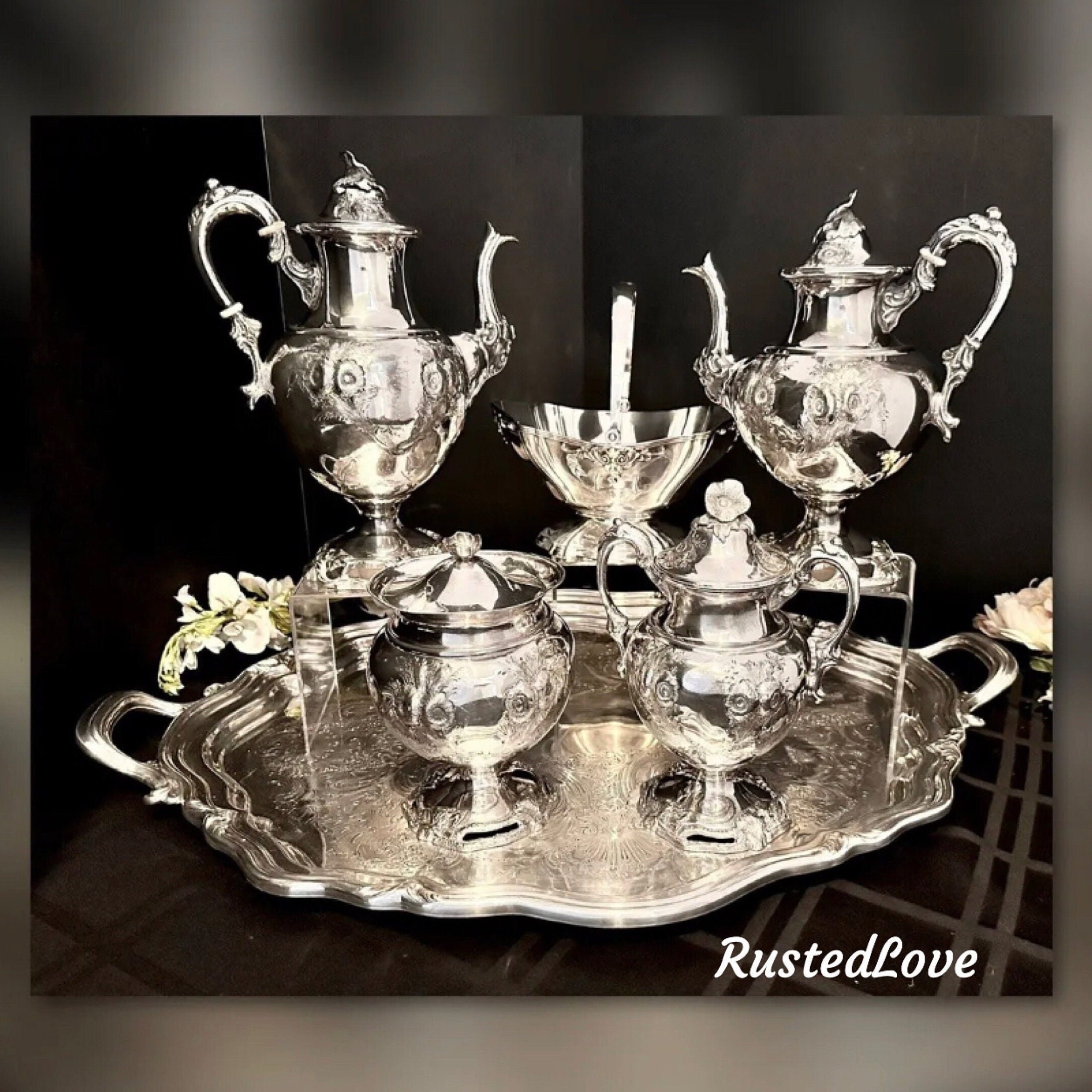 Antique silver tea service sale