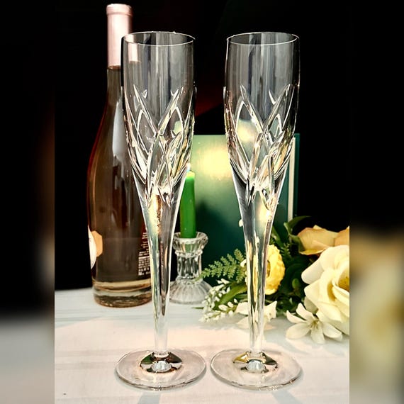 Waterford John Rocha Champagne Flutes / John Rocha Signature Champagne Glasses / Waterford Crystal Toasting Glasses / Original Boxes -  2