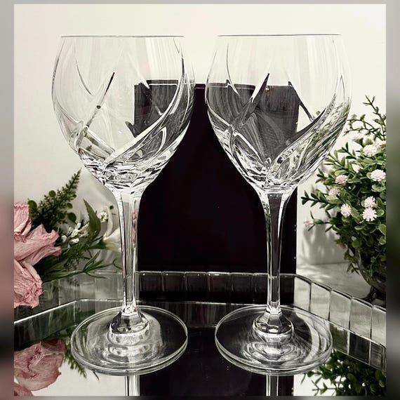 Mikasa Olympus Magnum Wine Goblets Pair Vintage Crystal Slovenia Replacement