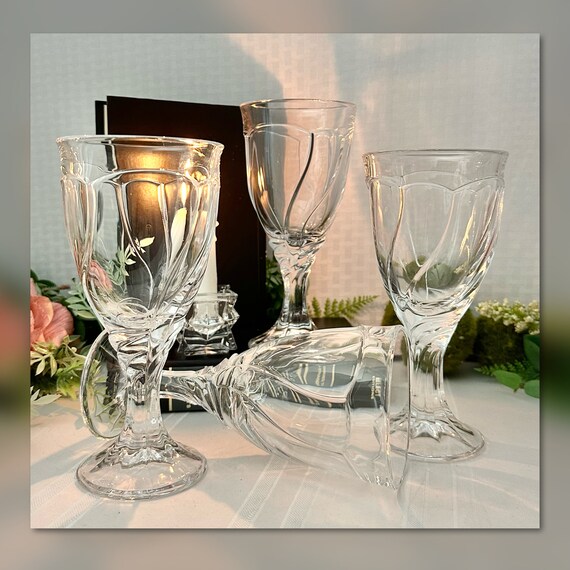 Noritake Sweet Swirt-Clear Water Glasses / Noritake Water Goblets / Vintage Sweet Swirl Water Glasses / Noritake Sweet Swirl Goblets - 4