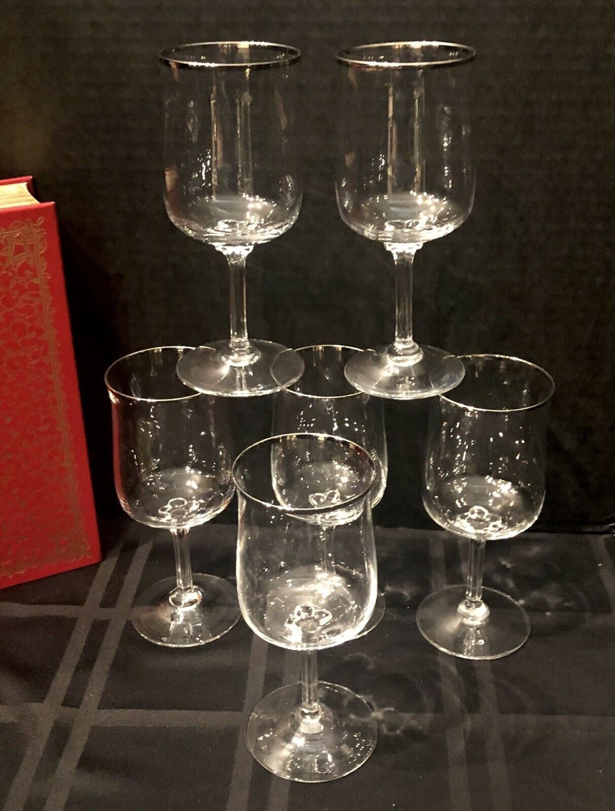 Lenox Desire Wine Glasses Platinum Rim 8 Oz Vintage Mid Etsy