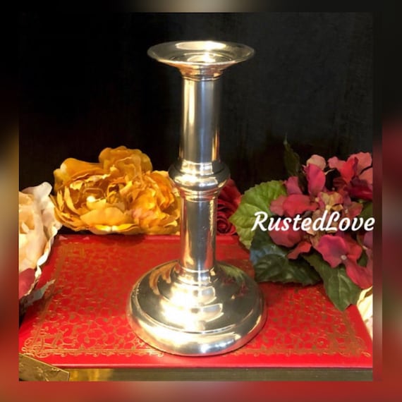 Sterling Silver Candle Holder / Antique Old English Candlestick / Monogramed Sterling Silver / Candle Holder Sterling Silver / Home Decor