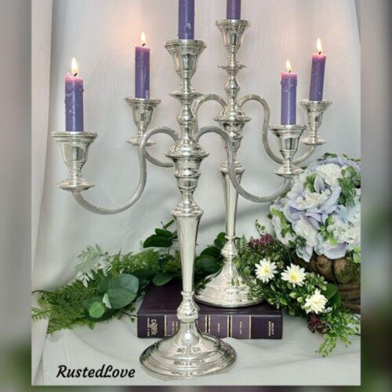 Preisner Sterling Silver Candelabras / Preisner Silver Empire Styled Candelabras / Vintage Preisner Silver Candle Holders / Candlesticks