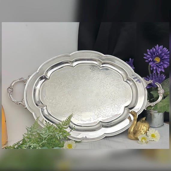 Silver Plated Tray Vintage German Wilkens Tea Serving Tray 1920's Silver Tray