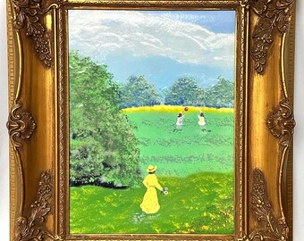 Vintage Rare 1950s Monet “Women in the Garden” Swiss Art Print Vintage Rare 1950s Monet “Women in the Garden” Swiss Art Print