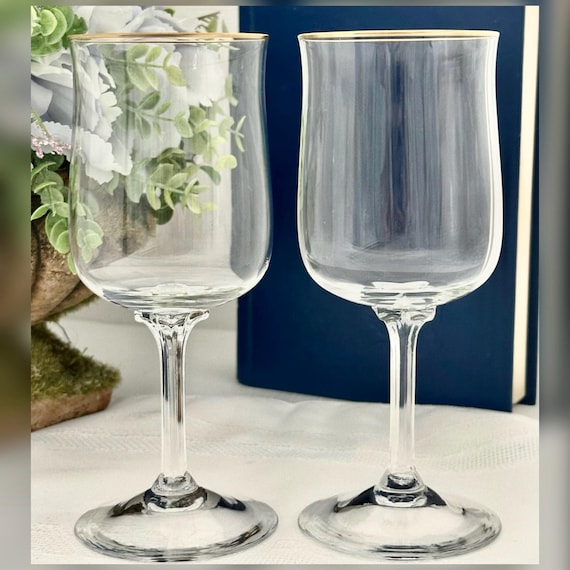 Lenox Intrigue Gold Rim Wine Glasses Pair Replacement USA