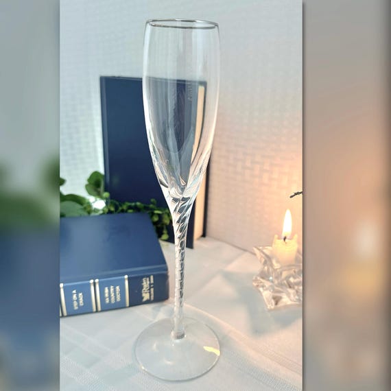 Lenox Encore Platinum Champagne Glass /Lenox Champagne Flute Encore Platinum / Lenox Wedding Toasting Champagne Flute / Lenox Encore - 1