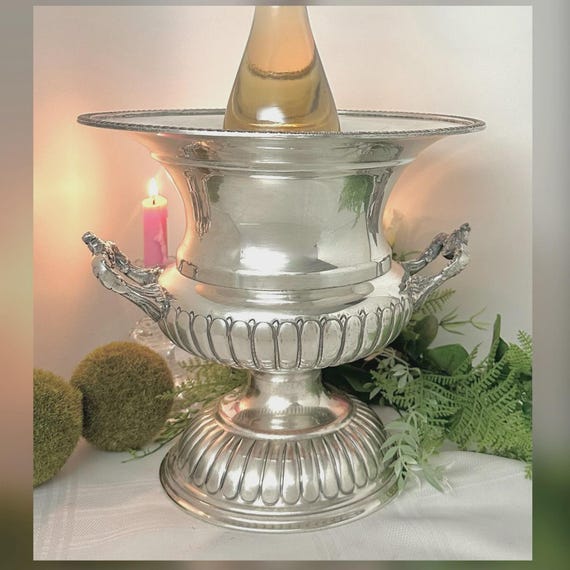 Silver Plated Champagne Bucket / Vintage Neoclassical Wine Cooler / Silver Made in England Champagne Bucket / Vintage English Wine Cooler