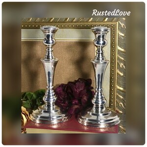 Vintage Silver Plated Candle Sticks / Vintage Candle Holders /  Candlesticks Tall / Victorian Pair  / Taper holders / Pair Candle stands *