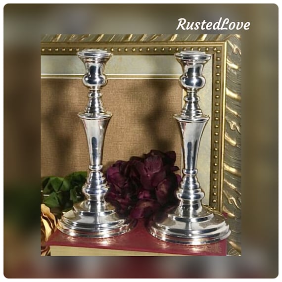 Vintage Silver Plated Candle Sticks / Vintage Candle Holders /  Candlesticks Tall / Victorian Pair  / Taper holders / Pair Candle stands *