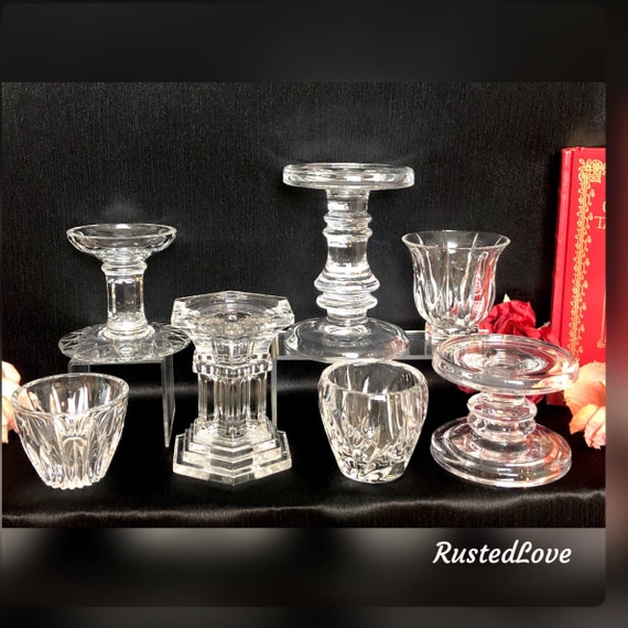 Candle Holders Set / Glass / Crystal / Vintage Mixed Style / Wedding Candle sticks / Centerpiece Holiday Taper Candlesticks / BoHo Chic Set