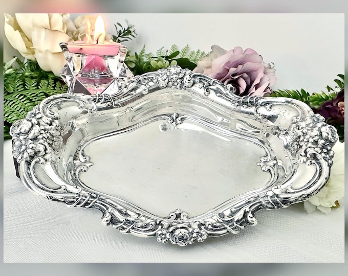 Vintage Wallace Royal Rose Sterling Silver Nut Bowl Bon Bon Dish Pattern 4114