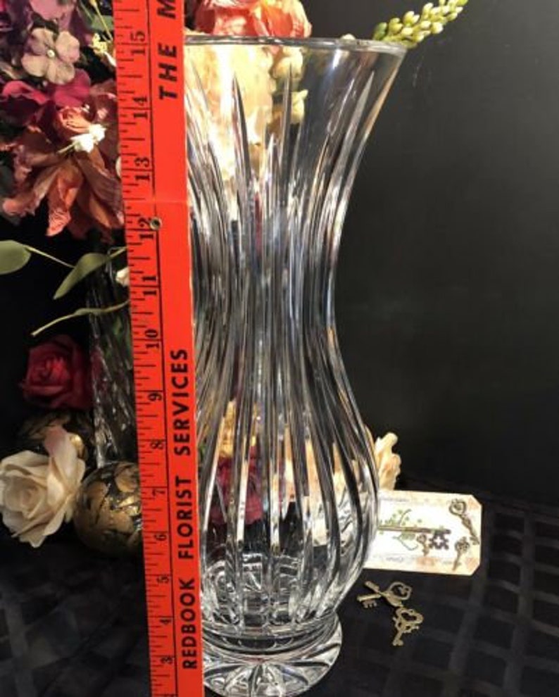 Heavy Cut Lead Clear Crystal Vase Flared Flower / Wedding Gift Etsy