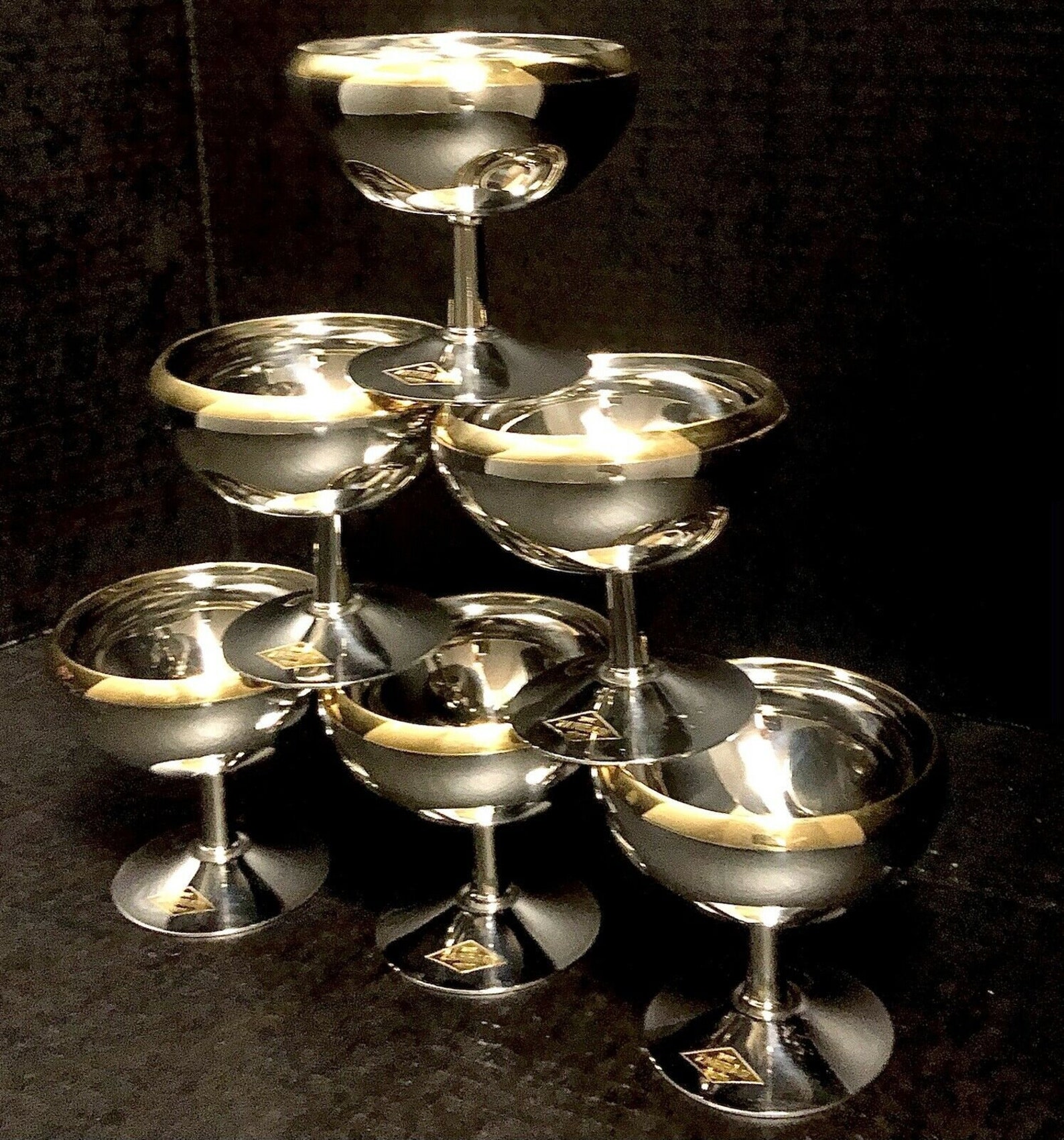 24K Gold Plated Zahran Punch Bowl / Champagne Cups Stainless Etsy