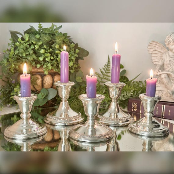 Sterling Silver Console Candle Holders / Sterling Silver Candlesticks / Silver Candle Stick Holders Set / Centerpiece Silver Candle Holders