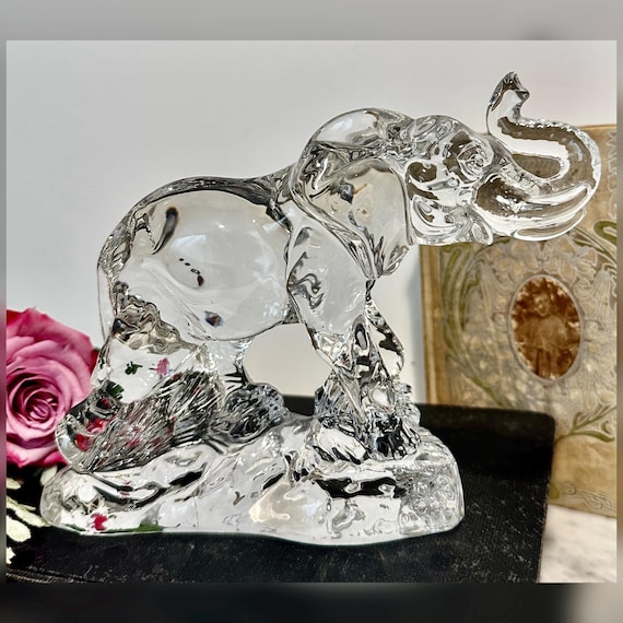 Vintage Princess House Crystal Elephant Figurine 24% Lead Crystal Poland