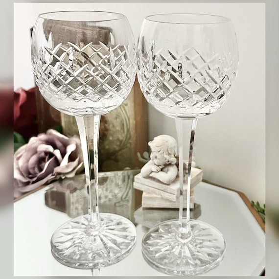 Pair Mira By Astral Hock Wine Glasses Vintage Cut Crystal Stemware