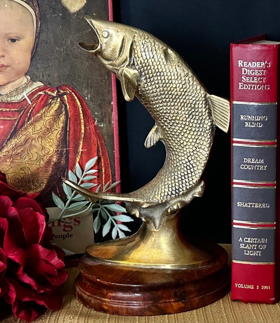 Solid Brass Fish Bookends / Bass Fish Statues / Carp Book Ends Vintage /  Brass MCM / Office Shelf Decoration / Dads Gift / Nautical Decor -   Norway
