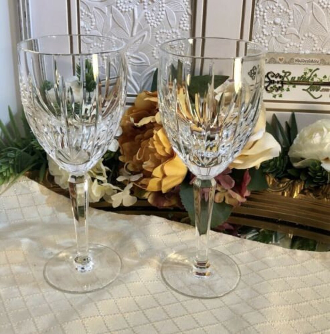 Lenox Clarity Cut Crystal Wine Glasses 7 Discontinued Etsy